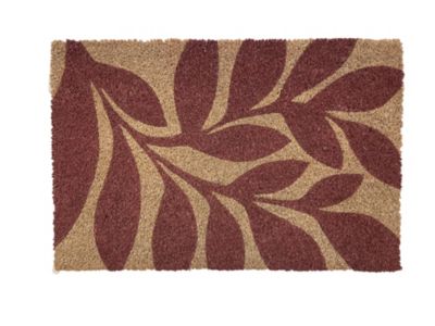 Tapis d'entrée absorbant fibres de coco feuillage terracotta L.40 x l.60 cm