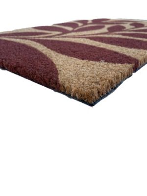 Tapis d'entrée absorbant fibres de coco feuillage terracotta L.40 x l.60 cm