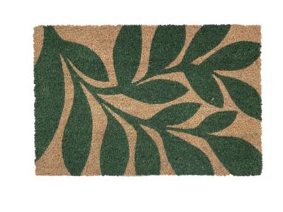 Tapis d'entrée absorbant fibres de coco feuillage vert l L.40 x l.60 cm