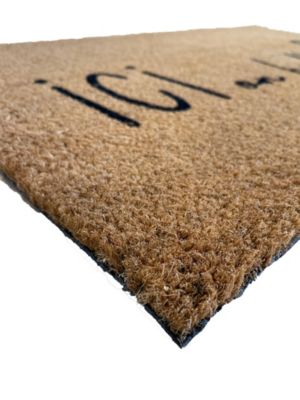 Tapis d'entrée absorbant fibres de coco " ici on bulle " L.40 x l.60 cm