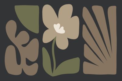 Tapis d'entrée absorbant fleur rétro beige, vert L.60 x l.40 cm Sweetsol