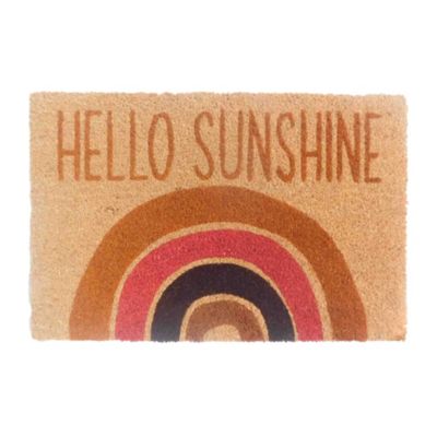 Tapis d'entrée antidérapant en fibre de coco " Hello sunshine " arc-en-ciel multicouleurs L.60 x l.40cm Ornami