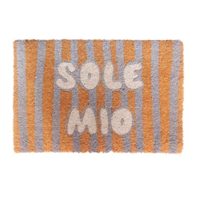 Tapis d'entrée antidérapant en fibre de coco " Sole mio " rayures bleu L.60 x l.40cm Ornami
