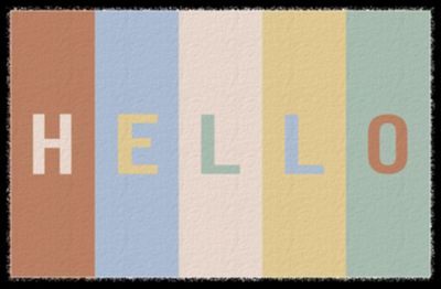 Tapis d'entrée antidérapant " Hello " bandes pastel L.60 x l.40cm