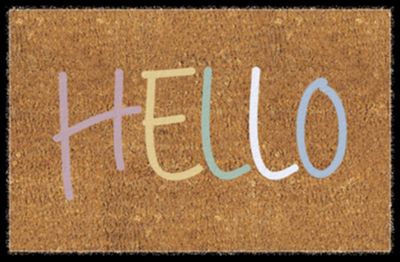 Tapis d'entrée antidérapant " Hello " pastel L.60 x l.40cm