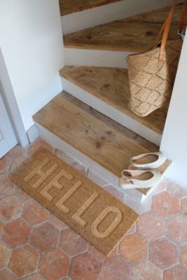 Tapis d'entrée coco hello L.75 x l.30 cm