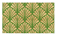 Tapis d'entrée en fibre de coco à motifs imprimé écru blanc et vert L.60 x l.40 x ep.1,5 cm