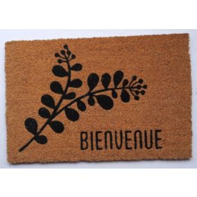 Tapis d'entrée en fibre de coco " Bienvenue " noir et écru L.60 x l.40cm