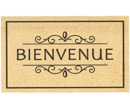 Tapis d'entrée en fibre de coco " Bienvenue " noir et écru L.75 x l.45cm