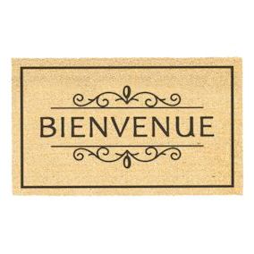 Tapis d'entrée en fibre de coco " Bienvenue " noir et écru L.75 x l.45cm