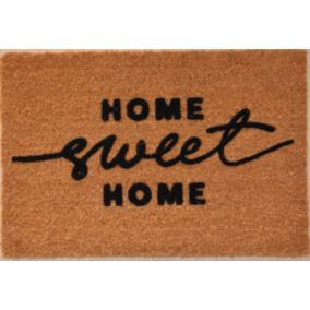 Tapis d'entrée en fibre de coco " home sweet home " noir et écru L.60 x l.40cm