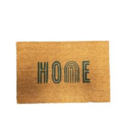 Tapis d'entrée en fibre de coco " home " vert et écru L.60 x l.40cm