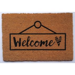 Tapis d'entrée en fibre de coco " welcome " noir et écru L.60 x l.40cm