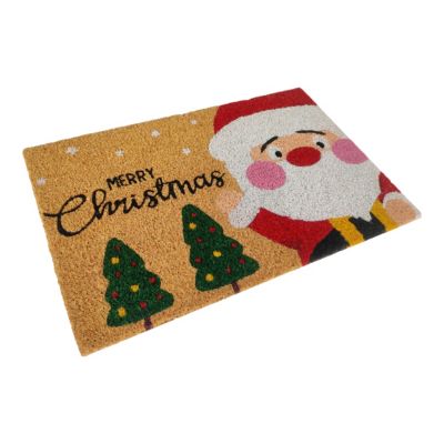 Tapis d'entrée fibres de coco Kebir imprimé père noël Merry Christmas L.60 x l.40 cm GoodHome
