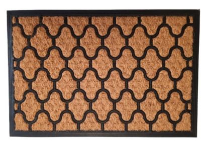 Tapis d'entrée grattoir en caoutchouc et fibre de coco noir et écru L.60 x 40cm