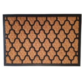 Tapis d'entrée grattoir en caoutchouc et fibre de coco noir et écru L.60 x 40cm