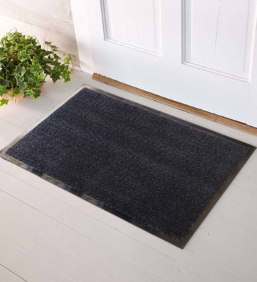Tapis d'entrée polypropylène Boykins GoodHome gris foncé L.150 x l.90 cm