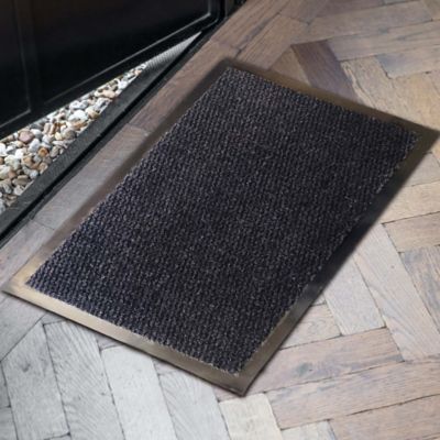Tapis d'entrée polypropylène Boykins GoodHome gris foncé L.60 x l.40 cm