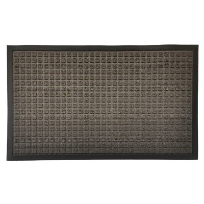 Tapis d'entrée polypropylène Boykins GoodHome gris L.45 x l.75 cm