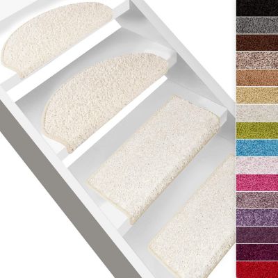 Tapis d'escalier Shaggy Barcelona Crème Demi-circulaire 23,5 x 65 cm