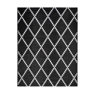 Tapis d'extérieur en plastique tressé - 120x160cm - Noir - Réversible - 100% polypropylène - 400gr / m² - TUNIS