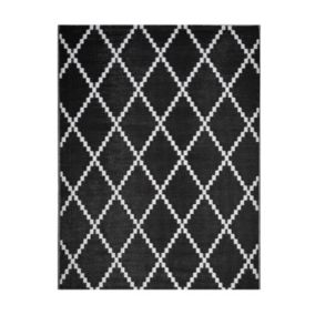 Tapis d'extérieur en plastique tressé - 120x160cm - Noir - Réversible - 100% polypropylène - 400gr / m2 - TUNIS