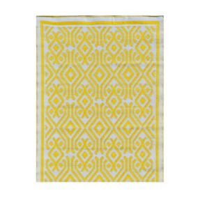 Tapis d'extérieur en plastique tressé - 180x280cm - Jaune - Réversible - 100% polypropylène - 400gr / m2 - FLORENCE