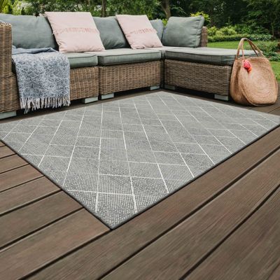 Tapis d'extérieur en polypropylène 120 x 170 cm gris  Oviala