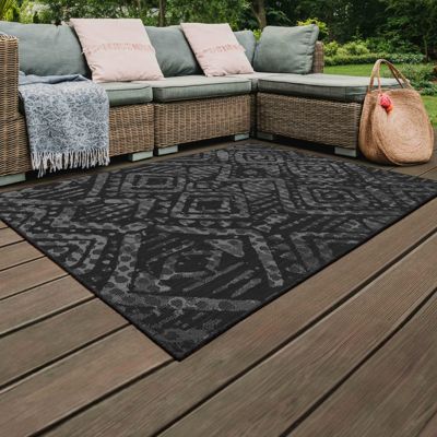 Tapis d'extérieur en polypropylène 120 x 170 cm noir  Oviala