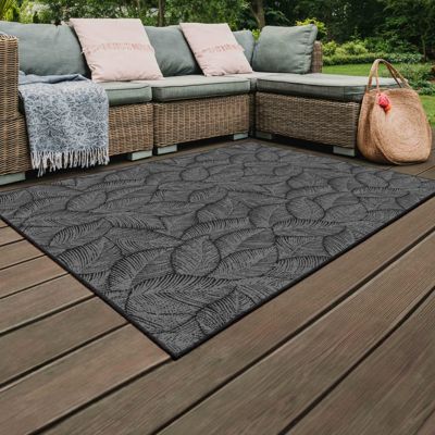 Tapis d'extérieur en polypropylène 120 x 170 cm noir  Oviala