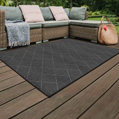 Tapis d'extérieur en polypropylène 120 x 170 cm noir  Oviala