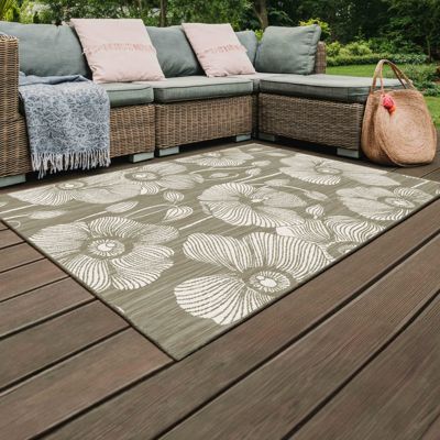 Tapis d'extérieur en polypropylène 120 x 170 cm taupe  Oviala