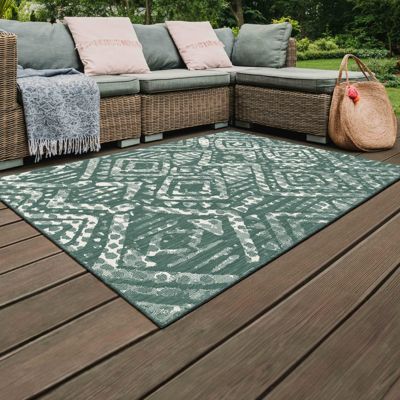 Tapis d'extérieur en polypropylène 120 x 170 cm vert  Oviala