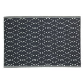 Tapis d'extérieur en polypropylène 120 x 180 cm Losanges - Noir