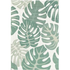 Tapis d'extérieur ou de salon - Green Tropical - Vert et écru - 160 x 230 cm