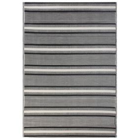 Tapis d'extérieur à rayures beiges et noires 160 x 230 cm MANSA