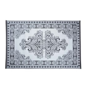 Tapis d'extérieur rectangulaire réversible motif Perse noir/blanc - 186 x 119 cm - Esschert Design