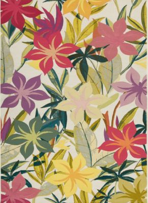 Tapis d'extérieur rectangulaire fleuris multicolore l.160 x L.230 cm