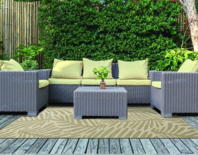 Tapis d'extérieur rectangulaire palm beige l.150 x L.200 cm