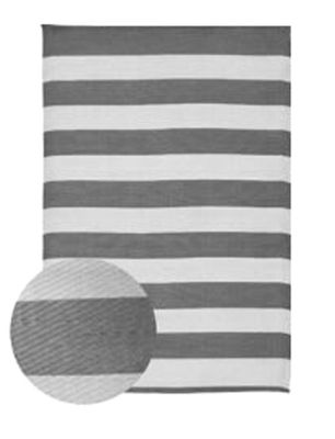 Tapis d'extérieur tissé à rayures gris et blanc L.230 x l.160 cm, Dylrev