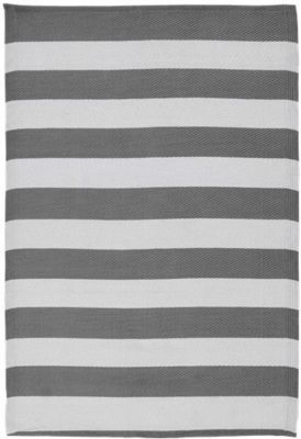 Tapis d'extérieur tissé à rayures gris et blanc L.230 x l.160 cm, Dylrev