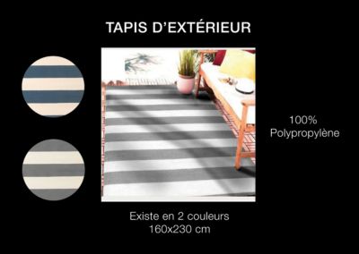 Tapis d'extérieur tissé à rayures gris et blanc L.230 x l.160 cm, Dylrev