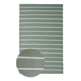 Tapis d'extérieur tissé à rayures vert et blanc L.170 x l.120 Dylrev