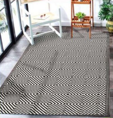 Tapis d'extérieur tissé imprimé losanges noir L.230 x l.160cm Dylrev