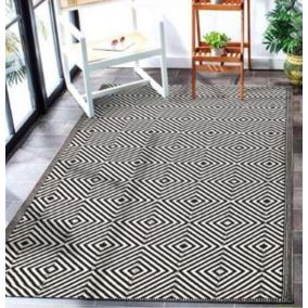 Tapis d'extérieur tissé imprimé losanges noir L.230 x l.160cm Dylrev