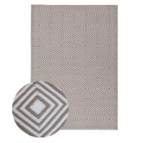 Tapis d'extérieur tissé imprimé losanges taupe L.170 x l.120cm Dylrev