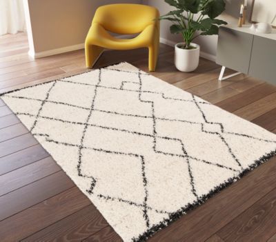 Tapis d’intérieur décoratif style berbère noir et blanc 230x160 cm Balta
