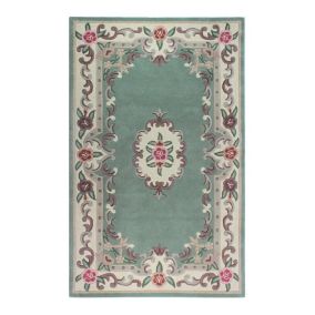 Tapis d'orient shaggy en laine Aubusson 180x120 CM - Vert