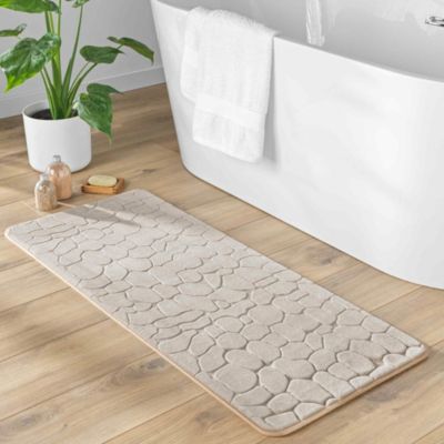 Tapis de Bain 50 x 120 cm Microfibre Unie Relief Ricochet Ultra Doux et Absorbant Taupe