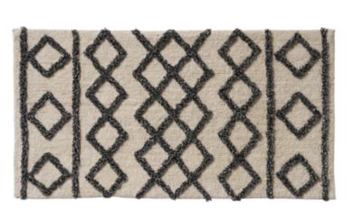 Tapis de bain 60x120 cm en coton, noir et beige à motifs, Future Home Izza